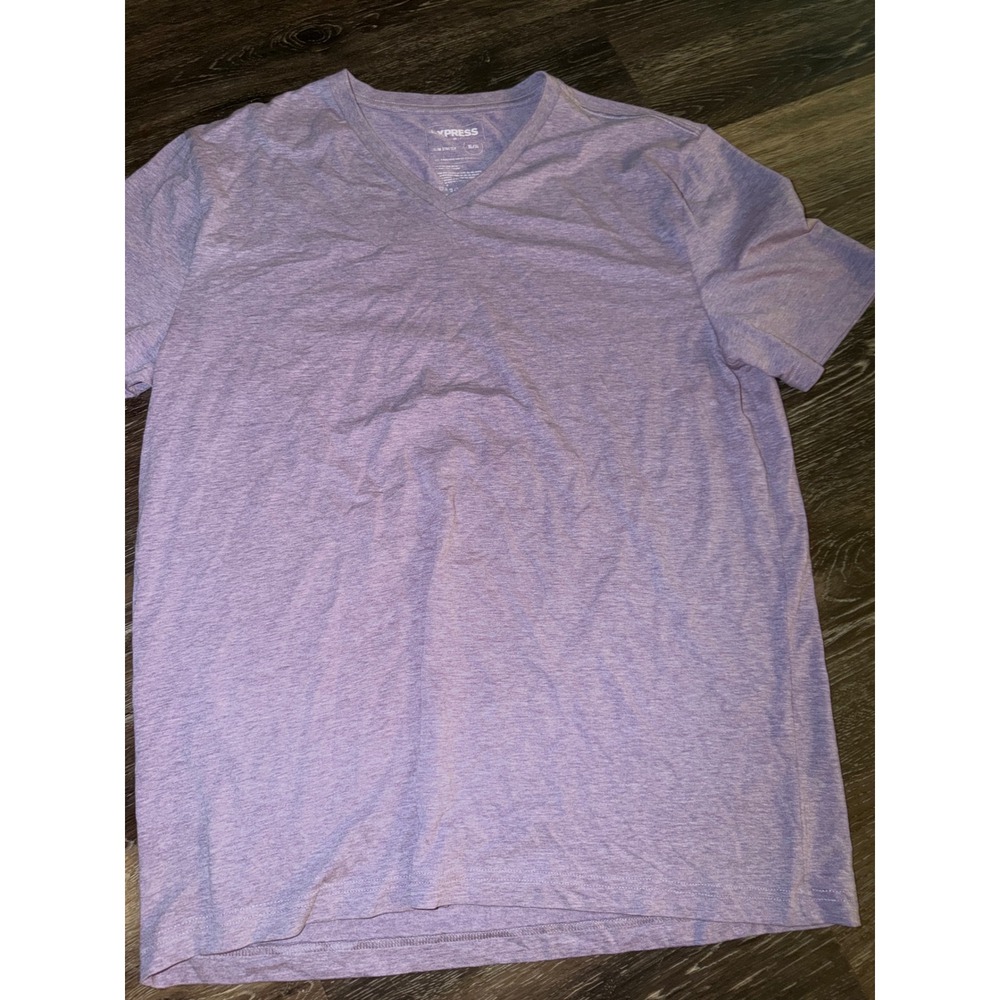 Express Mens Slim Stretch V-Neck Tee Purple Heather Short Sleeve Shirt‎ XL